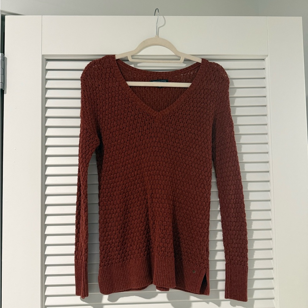 American Eagle Outfitters V-Neck Sweater - Deep Rust